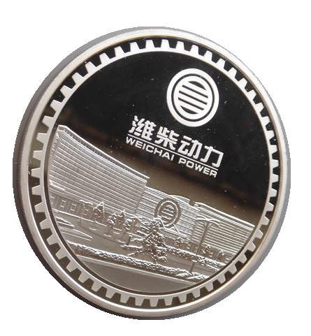 上海造币厂 淮柴动力银质镶金纪念章 100克银镶嵌5克金章