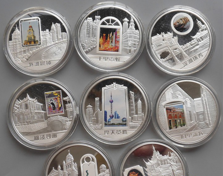 上海造币厂 中国2010年上海世界博览会 《上海新八景》纪念章套装40mm